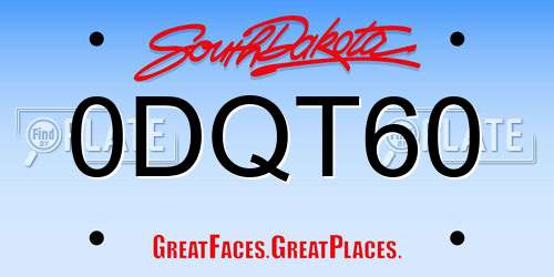 0DQT60 South Dakota License Plate