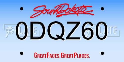 0DQZ60 South Dakota License Plate