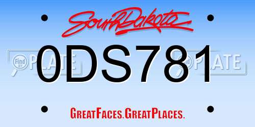 0DS781 South Dakota License Plate