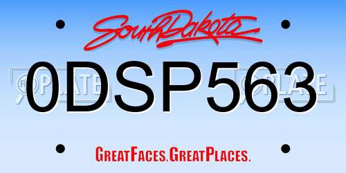 0DSP563 South Dakota License Plate