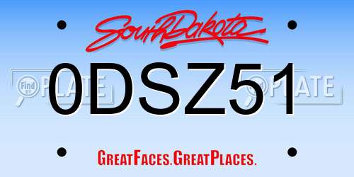 0DSZ51 South Dakota License Plate