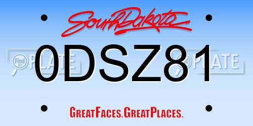 0DSZ81 South Dakota License Plate