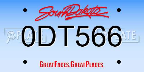 0DT566 South Dakota License Plate
