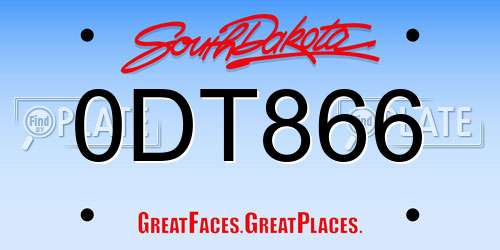 0DT866 South Dakota License Plate