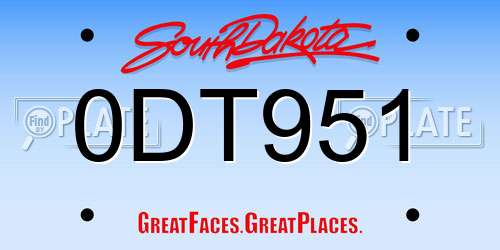 0DT951 South Dakota License Plate