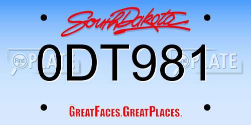 0DT981 South Dakota License Plate