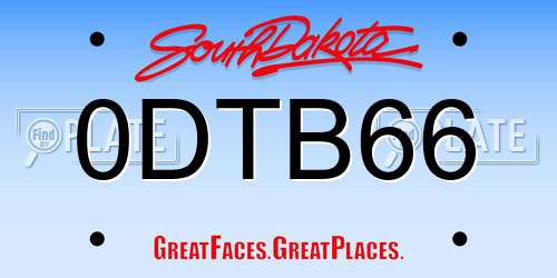 0DTB66 South Dakota License Plate