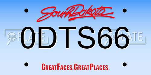 0DTS66 South Dakota License Plate