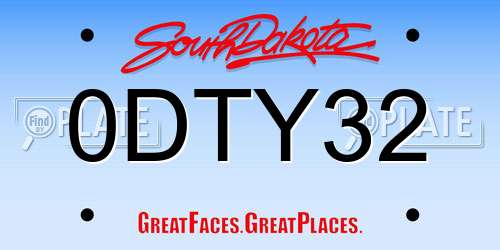 0DTY32 South Dakota License Plate