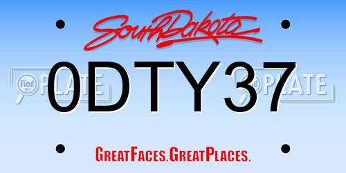 0DTY37 South Dakota License Plate