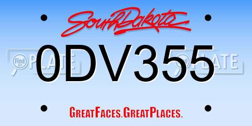 0DV355 South Dakota License Plate