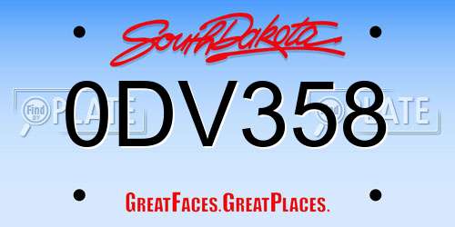 0DV358 South Dakota License Plate