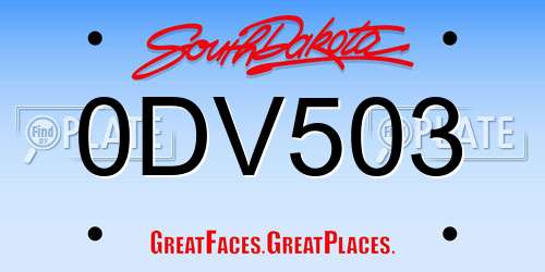 0DV503 South Dakota License Plate