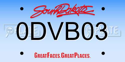0DVB03 South Dakota License Plate