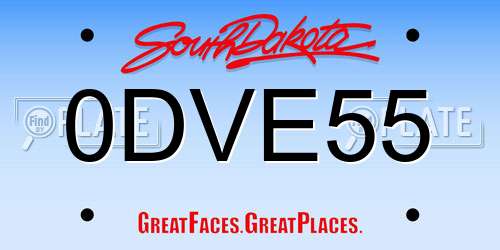 0DVE55 South Dakota License Plate