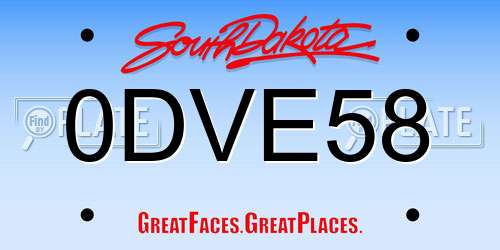 0DVE58 South Dakota License Plate