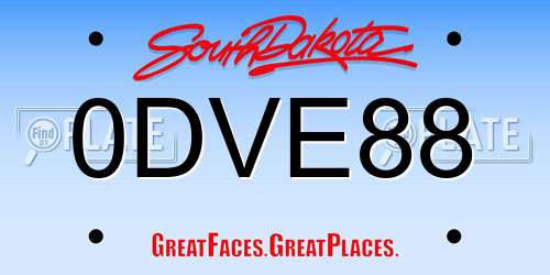 0DVE88 South Dakota License Plate