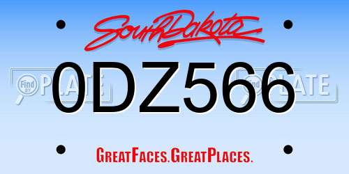 0DZ566 South Dakota License Plate