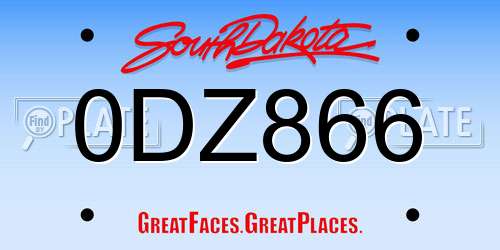 0DZ866 South Dakota License Plate