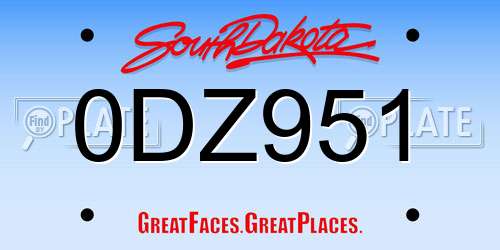 0DZ951 South Dakota License Plate