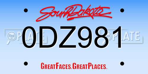 0DZ981 South Dakota License Plate