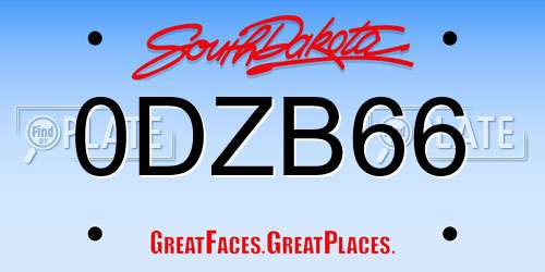 0DZB66 South Dakota License Plate