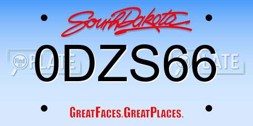 0DZS66 South Dakota License Plate