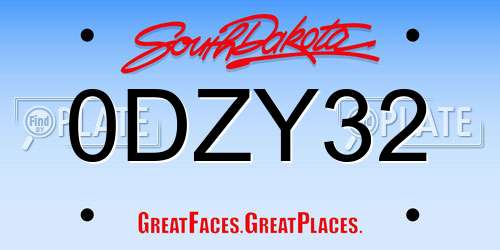 0DZY32 South Dakota License Plate
