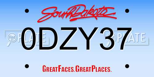 0DZY37 South Dakota License Plate