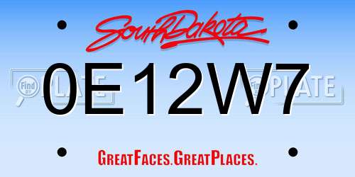 0E12W7 South Dakota License Plate