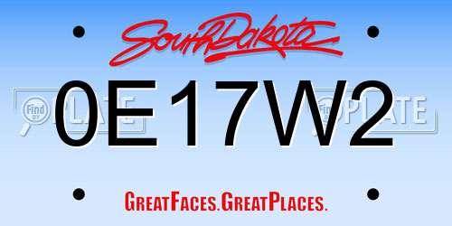 0E17W2 South Dakota License Plate