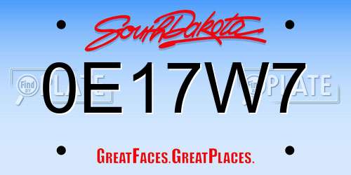 0E17W7 South Dakota License Plate