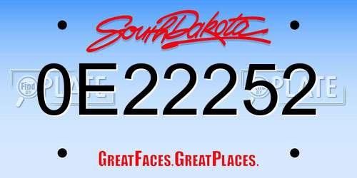 0E22252 South Dakota License Plate