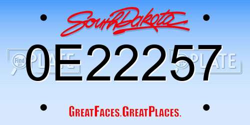 0E22257 South Dakota License Plate