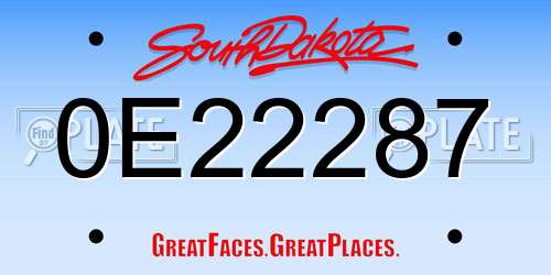 0E22287 South Dakota License Plate