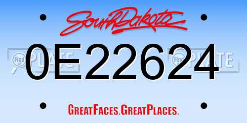 0E22624 South Dakota License Plate