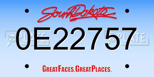 0E22757 South Dakota License Plate