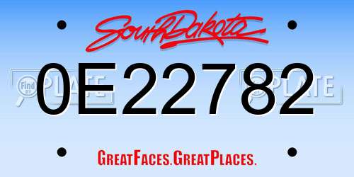 0E22782 South Dakota License Plate