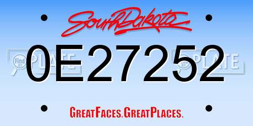 0E27252 South Dakota License Plate