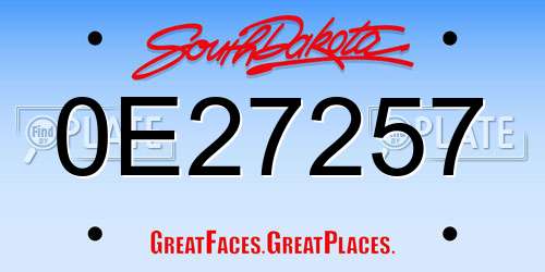 0E27257 South Dakota License Plate