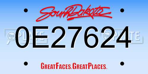 0E27624 South Dakota License Plate