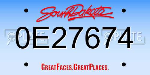 0E27674 South Dakota License Plate