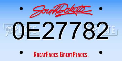 0E27782 South Dakota License Plate