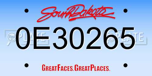 0E30265 South Dakota License Plate