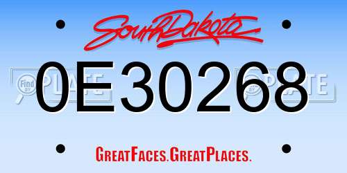 0E30268 South Dakota License Plate