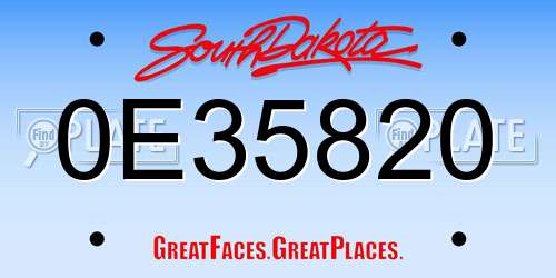 0E35820 South Dakota License Plate