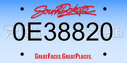 0E38820 South Dakota License Plate