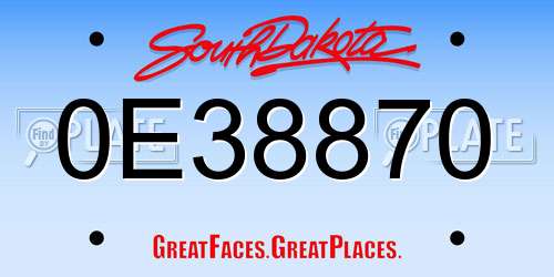 0E38870 South Dakota License Plate