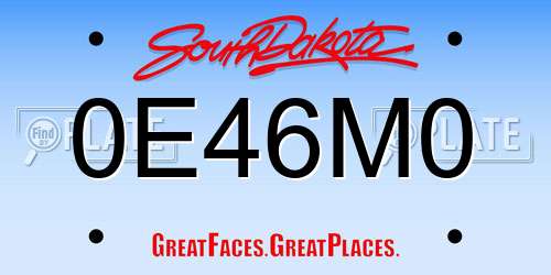 0E46M0 South Dakota License Plate