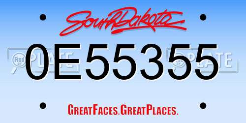 0E55355 South Dakota License Plate